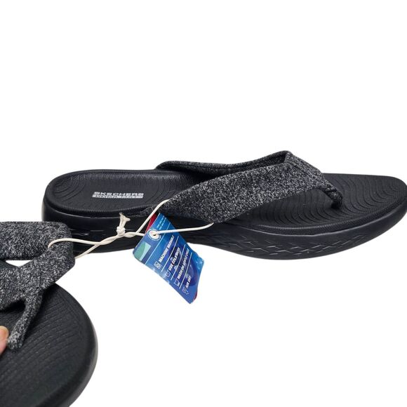 Skechers Go Walk Flip Flops Womens 10 Black Gray Slip-on Machine Washable Casual - Picture 3 of 13